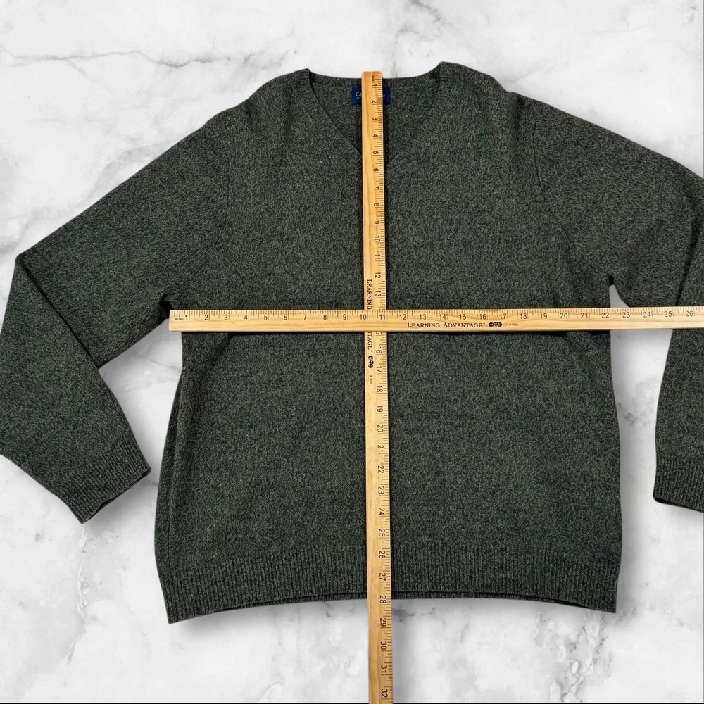 Club Room by‎ Charter Club Men's V Neck Sweater 100% Lambswool Green Size L